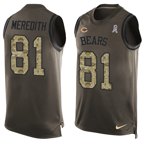 Men's Limited Cameron Meredith Nike Jersey Green - #81 Salute to Service Tank Top NFL Chicago Bears